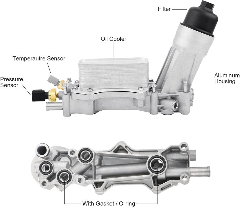 VASTAUTO 926-959 926-876 Upgraded Aluminum Engine Oil Cooler Housing With Oil Filter Gaskets Sensor Adapter Compatible With 2011-2016 Chrysler 200,300,Dodge Charger,Cherokee,Wrangler,Promaster 3.6L V6 - Image 5